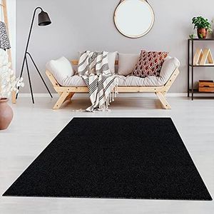Fashion4Home Woonkamer tapijt uni - tapijt voor kinderkamer, slaapkamer, kantoor, hal en keuken - laagpolig tapijt antraciet/zwart. Afmetingen: 160 x 230 cm
