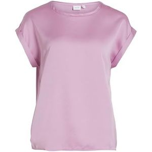 Vila Viellette S/S satijnen T-shirt voor dames, Pastel Lavendel
