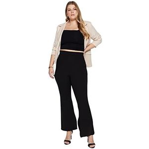 Trendyol Femmes Taille Haute Jambe Flare Plus La Taille Pantalon Femme, Noir, XL grande taille