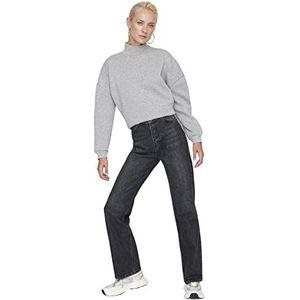 Trendyol Damesjeans met wijde pijpen en hoge taille jaren '90 broek, zwart, 40, zwart, 38, zwart.