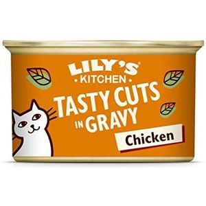Lily's Kitchen Tasty Cuts - Heerlijke hapjes van kipsaus voor katten, 24 x 85 g