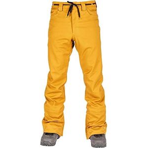 L1 SKINNY TWILL'20 functionele snowboardbroek voor heren, skinny fit, 2-laagse broek in denim-stijl met veters riem, Tabak