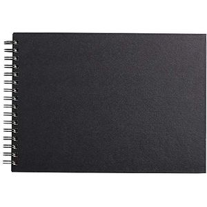 Clairefontaine Goldline 134255C notitieboek, spiraalbinding, 64 vellen, tekenpapier, A4, 21 x 29,7 cm, 140 g, landschapformaat, vaste omslag, zwart, canvas