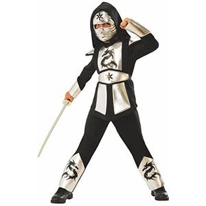 Rubies 641142-M Ninja-kostuum draak zilver voor kinderen van 5-6 jaar