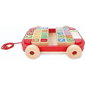 Hape Bouwstenen letters in trekwagen, trekspeelgoed en bouwstenen