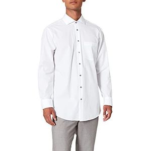 Seidensticker Zakelijk overhemd voor heren, strijkvrij met rechte snit, regular fit, lange mouwen, kentkraag, 100% katoen, Wit