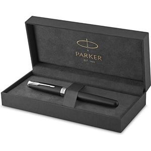 Parker Sonnet Balpen, matzwarte kleur met palladium onderdelen, fijne punt, zwarte inkt, geschenkdoos