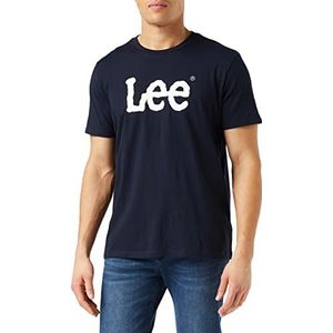 Lee Wobbly Logo Heren T-Shirt, Navy Blauw