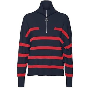 VERO MODA Vmsaba Ga Noos damestrui met hoge hals, gestreept, Ls, Navy-blazer/strepen: zoet en zuur