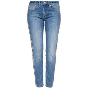 ATT Jeans Jean 5 poches pour femme | Pantalon pour femme | Coupe slim | Stone Wash | Rivets Empiècement Mara, bleu, 38W / 29L