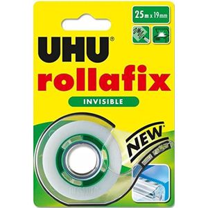 UHU Rollafix Onzichtbaar plakband, onzichtbaar, transparant, oplosmiddelvrij, met navulverpakking, 25 m x 19 mm