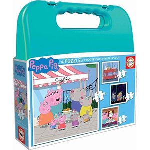 Educa - Puzzel voor kinderen, koffer progressieve puzzels, Peppa Pig 6-9-12-16, puzzel voor kinderen. Puzzel voor ontwikkeling, behendigheid en plezier voor jongens en meisjes. (18112)