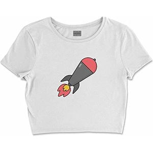 Bona Basics, Impression numérique, T-shirt basique pour femme, 100% coton, blanc, décontracté, hauts pour femme, taille : XL, blanc, XL taille court