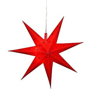 Dekohelden24 833201 Advent ster van kunststof om uit te klappen, Ø 45 cm met 7 punten, kleur rood, met ledverlichting en adapter, geschikt voor binnen en buiten