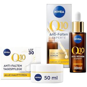 NIVEA Q10 Anti-rimpel gezichtsverzorgingsset met Q10 dagcrème en creatine en verstevigend serum met anti-ijstechnologie, gezichtsverzorging verzacht en voorkomt rimpels, huidverzorging