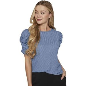 Vila T-shirt Vianine S/S à manches bouffantes pour femme, bleu coronet, XL