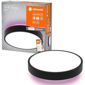 LEDVANCE ORBIS Backlit Round Smart wifi-lamp Ø 35 cm, dimbare led-verlichting voor binnen, 28 W, kleurtemperatuur 3000-6500 K, 2400 lm, RGB-licht voor wit en kleurrijk licht, zwart