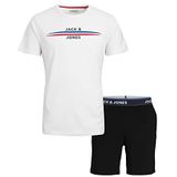 Jack & Jones Jackyle SS T-shirt en shorts giftbox T-shirt voor heren, Wit/Pakket: Zwarte Shorts