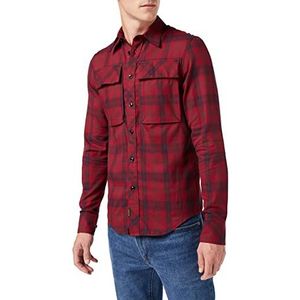 G-STAR RAW Seal Reg Ls T-shirt voor heren, marineblauw, meerkleurig (Chateaux Red Carter Check D196-d409)
