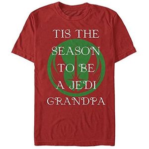 Star Wars Jedi Grandpa Organic T-shirt, korte mouwen, uniseks, rood, M, ROT