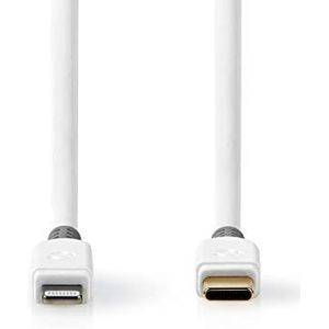 Nedis USB kabel Apple Lightning 8 Pin USB type C (TM) verguld 1m rond PVC wit grijs verpakking met kijkvenster