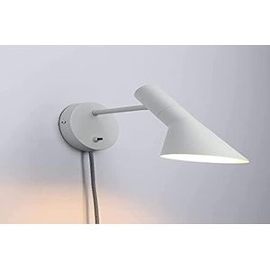 B·LED BARCELONA LED Wandlamp met kabel stopcontact en schakelaar Leeslamp elegant modern Scandinavisch design | Zwarte draaibare wandlamp voor slaapkamer met E27-fitting (wit)