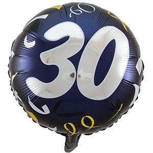 Folieballon - 30 - blauw / wit / goud