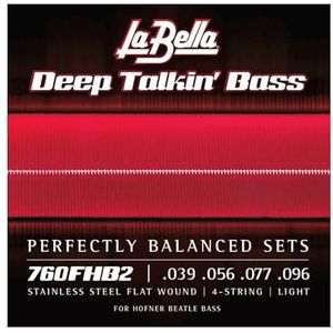 La Bella Strings"" 760FHB2 snaren van roestvrij staal, flatwound bas"" set voor bashofner, 4-snaren, lichtspanning 039/096