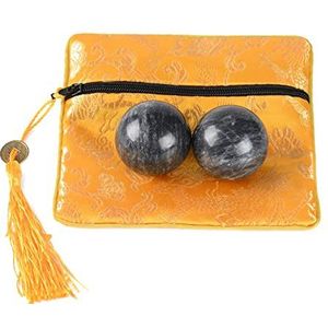 STCREE TQGJST9 3,5 cm Chinese marmeren ballen zwart grijs gezondheid meditatie fitness hand therapie hand donkergrijs zonder klokkenspel