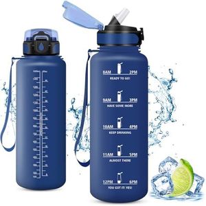 Vikaster BPA-vrije waterfles voor kinderen, 1500 ml, met rietje, lekvrij, gemakkelijk te openen, herbruikbare fles, sportschool, hardlopen