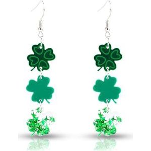 St. Patrick's Day oorbellen voor vrouwen en meisjes, acryl klavertje oorbellen St Patricks Day accessoires Ierse sieraden geluksbrenger cadeau voor Iers festival cadeau, metaal, acryl, Gecreëerde