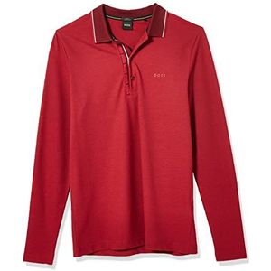 BOSS Pleesy 4 Poloshirt voor heren, slim fit, lange mouwen, met logo's, Donker roze