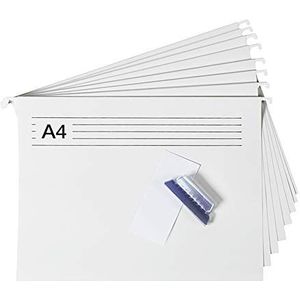 Bigso Box of Sweden Set van 8 ophanglijnen incl. labels, hangende lijn van kaart voor de JOHAN Box – praktische opslag voor certificaten, recepten of instructies – wit