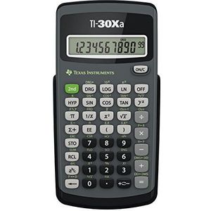Texas Instruments TI-30XA Schoolrekenmachine (1 regel, 10-cijferige weergave, werkt op batterijen) grijs zwart