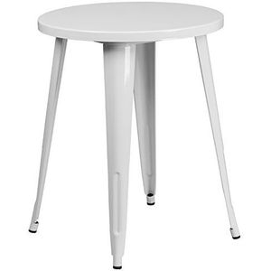 Flash Furniture Tafel, rond, voor binnen en buiten, metaal, wit, 71,12 x 63,5 x 12,7 cm