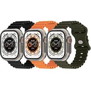 Suitisbest Ocean Siliconen armband compatibel met Apple Watch 49 mm 45 mm 44 mm 42 mm 41 mm 40 mm 38 mm siliconen armband met druksluiting voor Apple Watch Ultra 2 Ultra SE Series