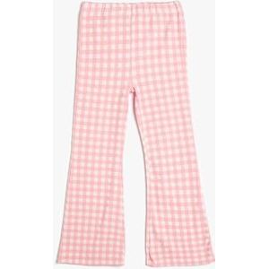 Koton Pantalon évasé pour fille - Taille élastique - En coton, Pink Check (2c6), 11-12 ans