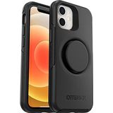 OtterBox Otter+Pop-hoesje voor iPhone 12 mini, schokbestendig, valbestendig, beschermhoes met PopSockets PopGrip, 3x getest volgens militaire standaard, Zwart