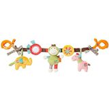 Fehn kinderwagenketting, beweegbare ketting met schattige figuren om op te hangen aan kinderwagen, babyzitje of babybed, voor baby's en kinderen vanaf 0 maanden, lengte: 45 cm Safari 45 cm