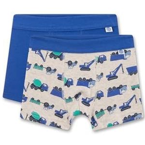 Sanetta Lot de 2 boxers pour garçon - Beige et bleu - Caleçon de qualité supérieure et durable pour garçon en mélange de coton. Contenu : lot de 2 sous-vêtements pour garçon, beige, 140