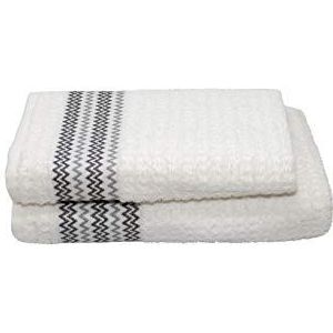 Italian Bed Linen N.10 stuks badstof kate, zigzag lichtgrijs/wit, 50 x 100 cm, 10 stuks