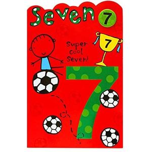 Kaart voor 7e verjaardag - verjaardagskaart voor jongens 7e verjaardag - voetbal - incl. badge