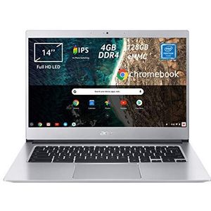 Acer Chromebook 514 CB514-1H-P9AS notebook, Intel Pentium Quad-Core N4200, RAM 4 GB DDR4, eMMC 128 GB, 14 inch IPS Full HD, grafische Intel HD 505, Chrome OS, zilver