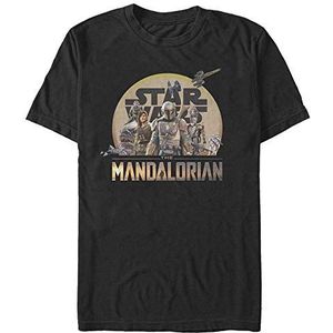 Star Wars T-shirt à manches courtes unisexe Mandalorian Character Action Pose Organic, Noir, S