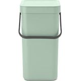 Brabantia - Sort & Go Afvalemmer 12L - Medium Recycling Afvalemmer - Draaggreep - Gemakkelijk schoon te maken - Te installeren onder de keuken of aan de muur - voor compost - Jade Green - 20 x 25 x 35