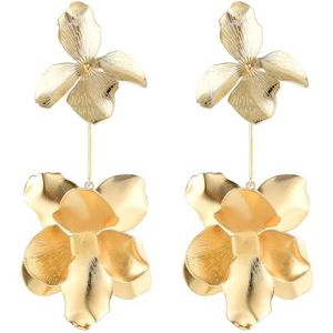 Gouden bloem oorbellen gouden dames oorbellen overdreven hangers grote metalen bloem druppel oorbellen gepersonaliseerde sieraden geschenken voor vrouwen en meisjes, oorbellen, Metaal, Geen edelsteen