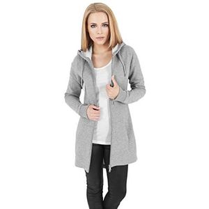 Urban classics: hoodie met rits, lang, parkastijl, voor vrouwen, lange hoodie met rits, meerdere kleuren verkrijgbaar, maten: XS - 5XL, grijs.