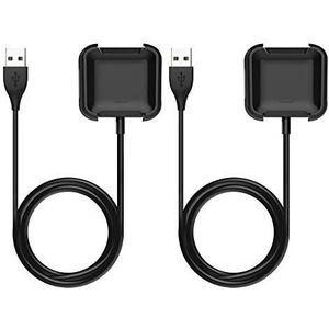 MoKo Oplader, compatibel met Fitbit Versa 2, [2 stuks] vervangende houderadapter voor Fitbit Versa 2 Health & Fitness Smartwatch – zwart