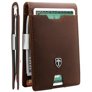 Travando Austin Slim portemonnee met geldclip, RFID-bescherming voor heren, bruin, klein