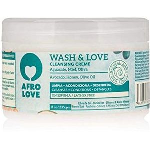 Afro Love Lavante Wash & Love Co-Wash Shampoo zonder siliconen, parabenen, SLS en minerale olie, 235 g, op avocado, honing en olijfolie zonder schuim